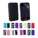BLACK Apple iPhone 3G 3Gs 8GB 16GB 32GB Textured Silicone Skin Case Cover + Free Screen Protector (Many Colors Available)