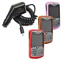 4 Pieces Value Combo of Magenta, Orange and Red Silicone Skin Cover Case with Car Charger for Blackberry Curve 8300 8310 8320 8330