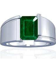18K White Gold Emerald Cut Emerald Solitaire Ring
