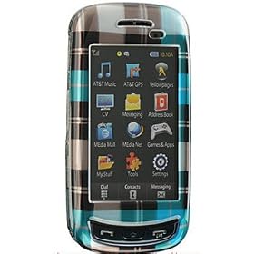 Premium Designer Hard Crystal Snap-on Case for Samsung Impression A877 - (AT&T) Cool Blue Checker Print