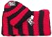 Black Red Striped and Scarf Beanie Hat Set