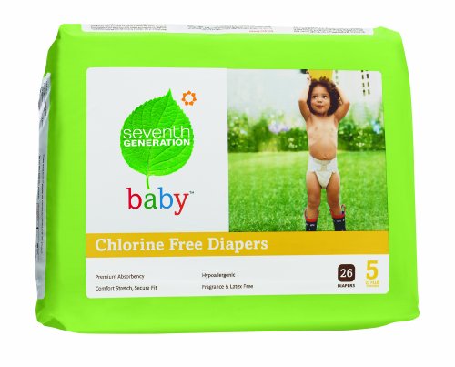 Seventh Generation Chlorine Free Baby Diapers, Stage 5 (Over 27 Lbs.), Case of 104 Diapers [Amazon Frustration-Free Packaging]
