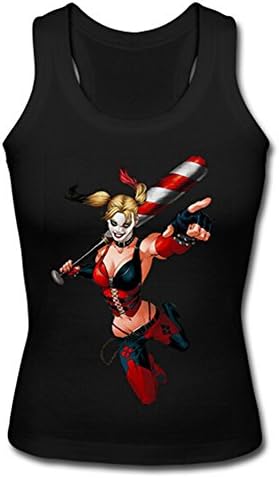 Woman Basic Solid Sleeveless Tank Top Harley Quinn and The Joker Print-S.