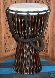 Tree Bark Carving Djembe Drum- 11-12 Tall x 7-8 Head