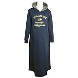 授乳服 マタニティ ワンピース スウェット 裏起毛 長袖 パーカーマキシワンピース ネイビー-M8577 M