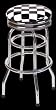 Barstool w 2 Foot Rings Chrome Seat Ring w Swivel Checker Flag