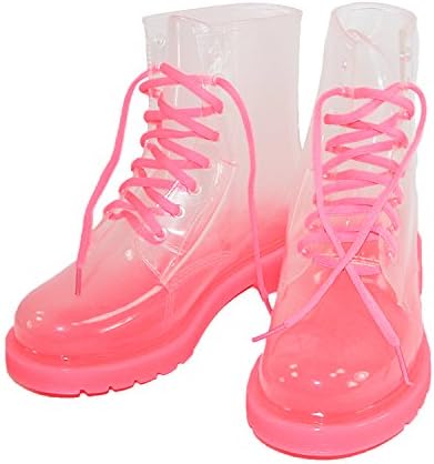 Cecilia Undercover Womens Neon Totally Jelly Clear Rain Boots, Size 6.5-7, Coral