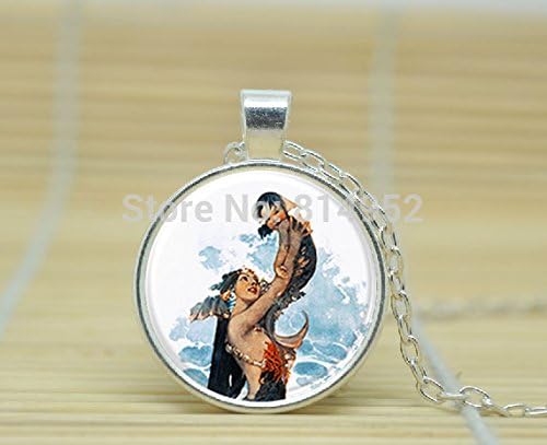 VintaStore Art Glass Necklace Mom And Child Mermaid Necklace Mother'S Day Or Baby Shower Gift Idea A0467
