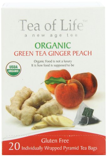 Tea Of Life Organic Green Tea, Ginger Peach, 20 Count