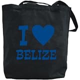 Canvas Tote Bag Black  I Love Belize  Country