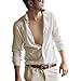 Zbrandy Mens Cotton Linen Blend Shirts Ultra Light Colorful Shirts Colour White Size L