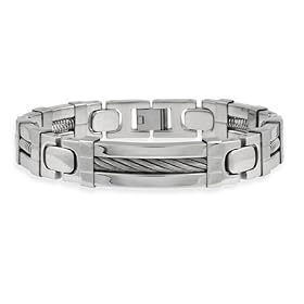 Stainless Steel Cable and Spring Masculine Men's Link Bracelet