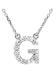 14K White Gold Diamond Initial Necklace "G" -- LIFETIME WARRANTY