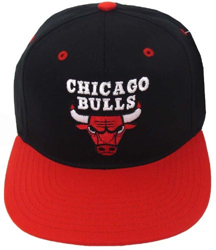 NBA Chicago Bulls Snapback Cotton Hat Cap - Black / Red Bill