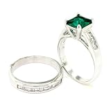 Classic 2-piece Wedding Set w/Emerald & White CZs