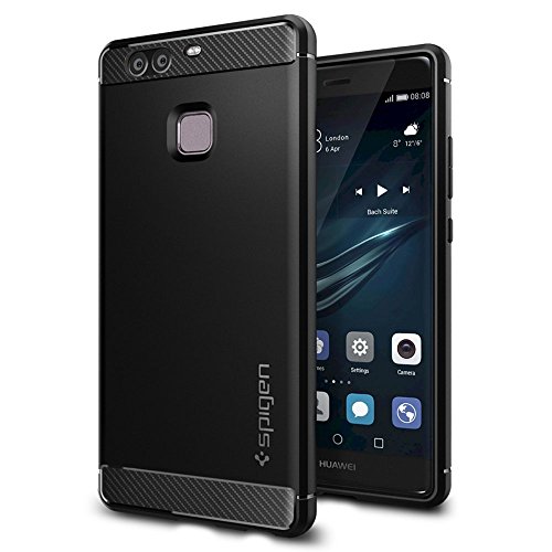 【Spigen】 Huawei P9 ケース, ラギッド・アーマー [ 米軍MIL規格取得 落下 衝撃 吸収 ] ファーウェイ P9 用 TPU カバー (P9, ブラック)