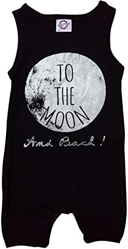 Genius Baby Newborn Boy To The Moon And Back Sleeveless Cotton Romper Jumpsuit Playsuit (0-6months, Black)