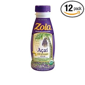 Zola Acai Superfruit Juice Plus Pineapple, 12-Ounce Bottles (Pack of 12)