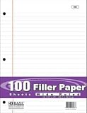 BAZIC W/R 100 Count Filler Paper,White