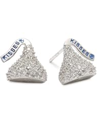 Hershey Jewelry Sterling Silver with CZ Small Flat Back Shaped Stud Type Earrings
