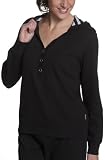 New York Laundry Women's Long Sleeve Hooded Pullover,Black,Large