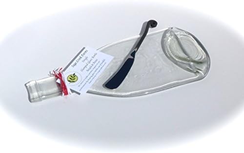 Clear Slumped Glass Flat Cheese Platter, Silverware included.