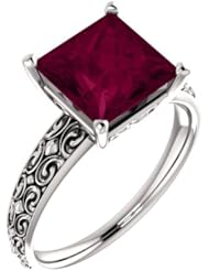 Platinum 8.00x8.00mm Princess Cut Rhodolite Garnet Ring -- LIFETIME WARRANTY