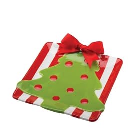 Mud Pie Home For The Holidays 7-Inch Ceramic Tree Plate