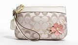 Coach Floral Applique Medium Wristlet F47214 (B4/Pink Khaki/Multi-Color)