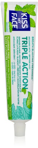 Kiss My Face Triple Action Gel Toothpaste, Fluoride Free Toothpaste, 4.5 Ounce