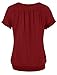 Messic Womens V Neck Short Sleeve Draped Patchwork Knitted Tunic Blouse Top