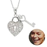 Tiffany Inspired Stering Silver CZ Heart & Key Necklace