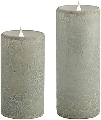 Solare 3D Virtual Flame Candles Set of 2 With Color-Hue Technology Crackled Mosaic