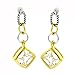 2-tone Designer-Inspired Earrings w/White CZs