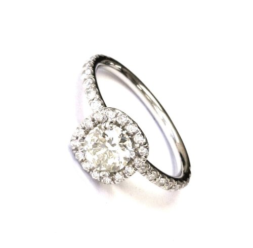 3.21 Tcw I Vvs2 Gia Certified Round Diamond On14k Gold Cushion Halo Vintage Ring