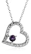 Sterling Silver Amethyst and Diamond-Accent Heart Pendant, 18"