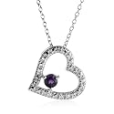 Sterling Silver Amethyst and Diamond-Accent Heart Pendant, 18