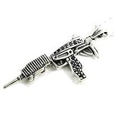 シルバー925*SILVER925ブラックキュービックINマシンガンシルバーネックレスの画像