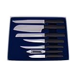 Rada Cutlery Starter Set, Made in USA, 7 Pc Boxed Gift Set, Dishwasher Safe Black Handles