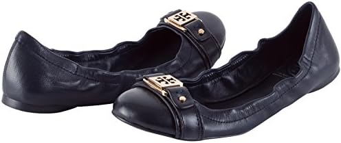 Tory Burch Ambrose Ballet Leather Flats Shoe -Navy - 7