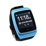 CNPGD® S12 Smart Sync Call SMS Bluetooth Watch Pedometer/Recording/Anti-Lost for iPhone 5S,5,4S,4 Android Samsung S5,S4,S3,S2,Note 3,Note 2(IOS System Can Use Partial Function) (Blue/Black)