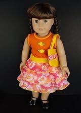 Orange Floral Summer Dress with Purse Designed for 18 Inch Doll Like the American Girl Dolls Shoes Sold Seperately
