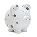 Child to Cherish Ceramic Polka Dot Piggy Bank, White with Grey