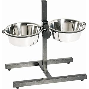 Indipets Adjustable Double Diner with 2 Stainless Steel Bowls