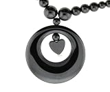 Hematite Necklace 16-18 Inches in Length - Heart in Circle