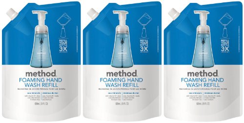 MethodFoaming Hand Wash Refill Pouch, Sea Minerals, 28 Fl Oz (Pack of 3)