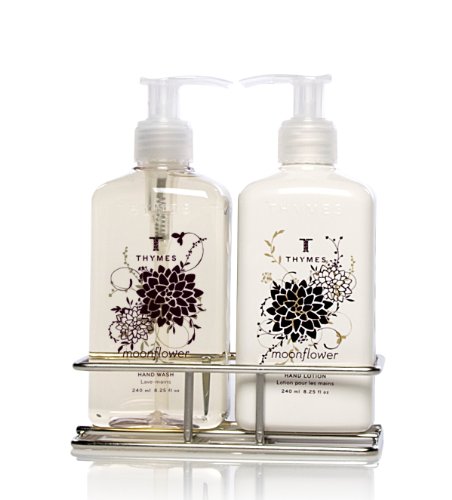 Thymes Hand Wash and Lotion with Chrome Caddy Sink Set, Moonflower