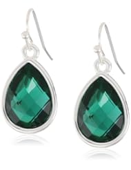 Nine West "Tried N True Ears" Silver-Tone Emerald Green Tear Drop Earrings