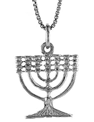 Sterling Silver Menorah Pendant, 3/4 inch