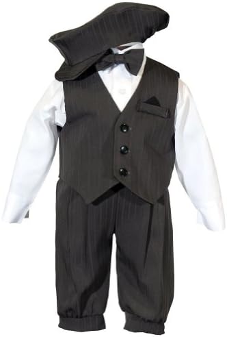 Toddler Boys Knicker Set with Vest and Hat - Vintage Grey Stripe 4T